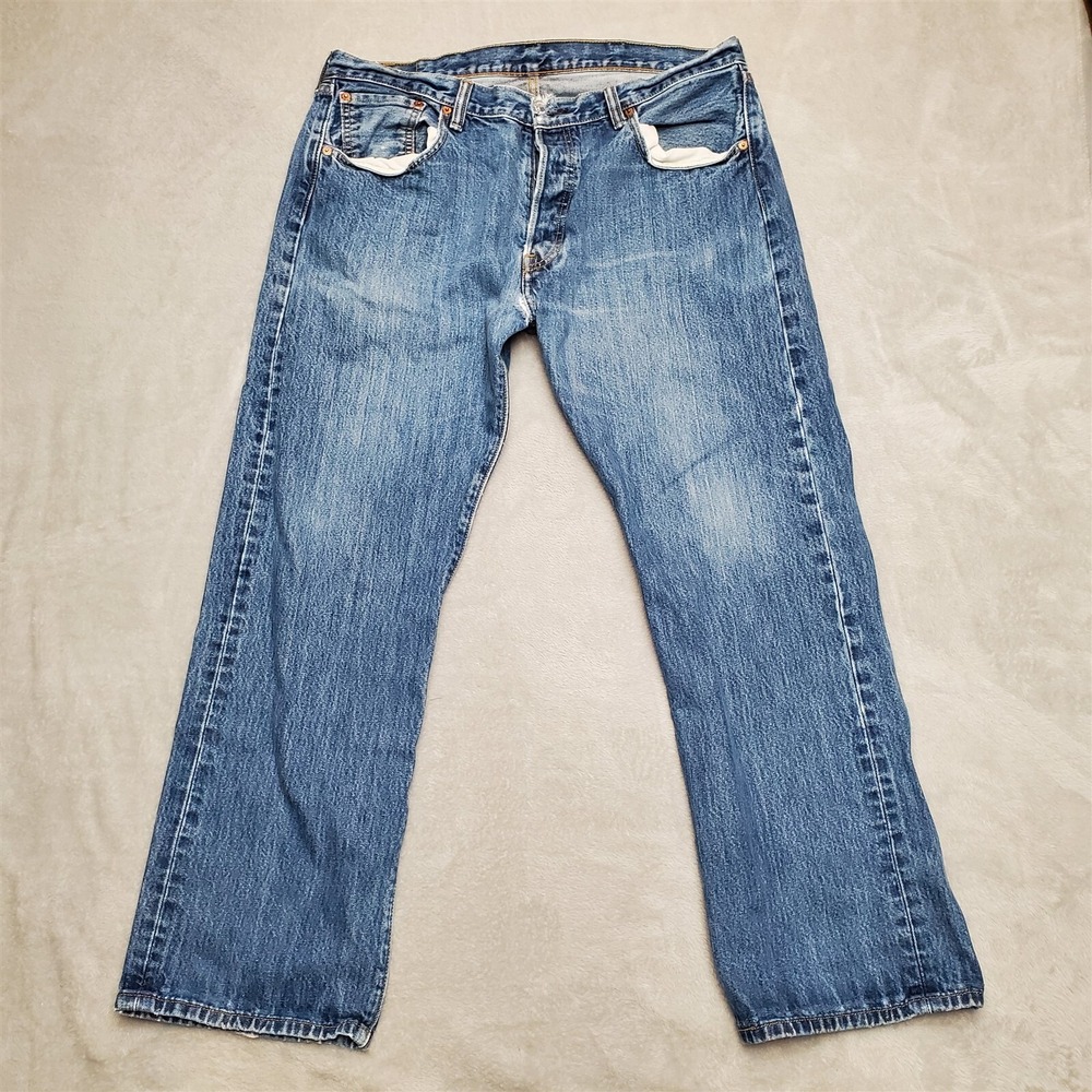 Levis Jeans Men 38x30 Blue 501 Denim Original Straight Leg Button Fly Pants